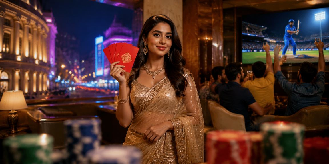 Teen Patti game table setup with cards and chips in play